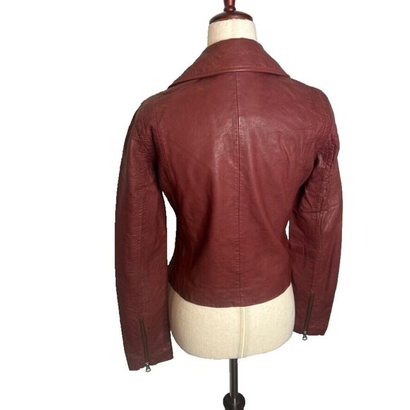 Madewell $525 Washed Leather Motorcycle Jacket Dusty Redwood Size M NC112 - Picture 12 of 15